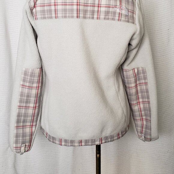 The North Face Retro Denali fleece jacket with red grey off-white plaid women's - Picture 5 of 16